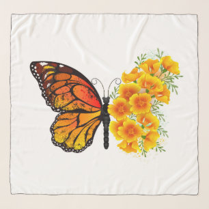 Flower Butterfly with Yellow California Poppy Scarf