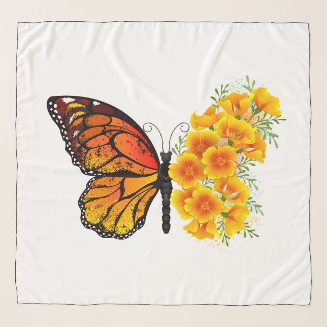Flower Butterfly with Yellow California Poppy Scarf (Front (Horizontal))