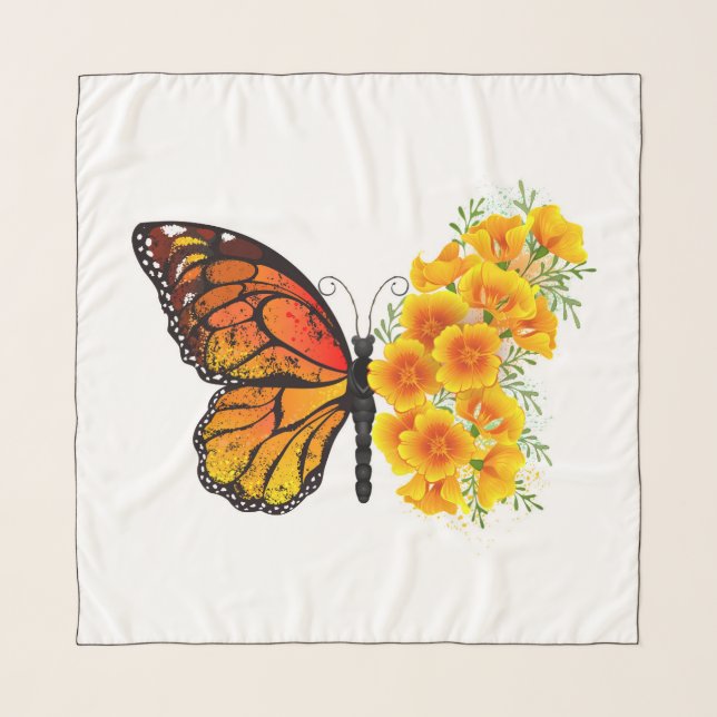 Flower Butterfly with Yellow California Poppy Scarf (Front (Horizontal))