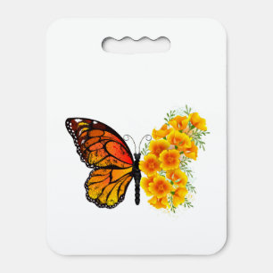 Flower Butterfly with Yellow California Poppy Seat Cushion