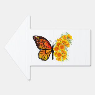 Flower Butterfly with Yellow California Poppy Sign