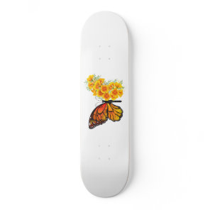 Flower Butterfly with Yellow California Poppy Skateboard