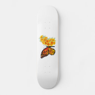 Flower Butterfly with Yellow California Poppy Skateboard