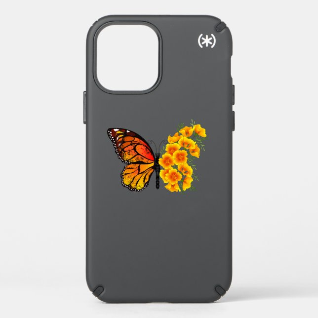 Flower Butterfly with Yellow California Poppy Speck iPhone 12 Pro Case (Front)