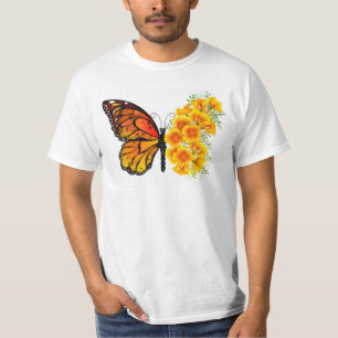 Flower Butterfly with Yellow California Poppy T-Shirt