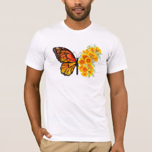 Flower Butterfly with Yellow California Poppy T-Shirt