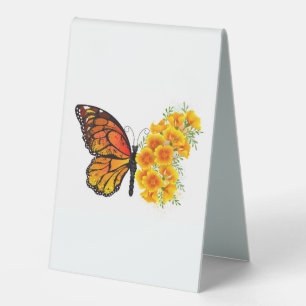 Flower Butterfly with Yellow California Poppy Table Tent
