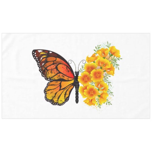 Flower Butterfly with Yellow California Poppy Tablecloth