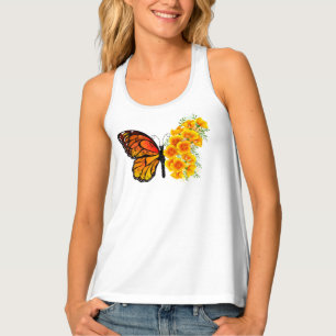 Flower Butterfly with Yellow California Poppy Tank Top