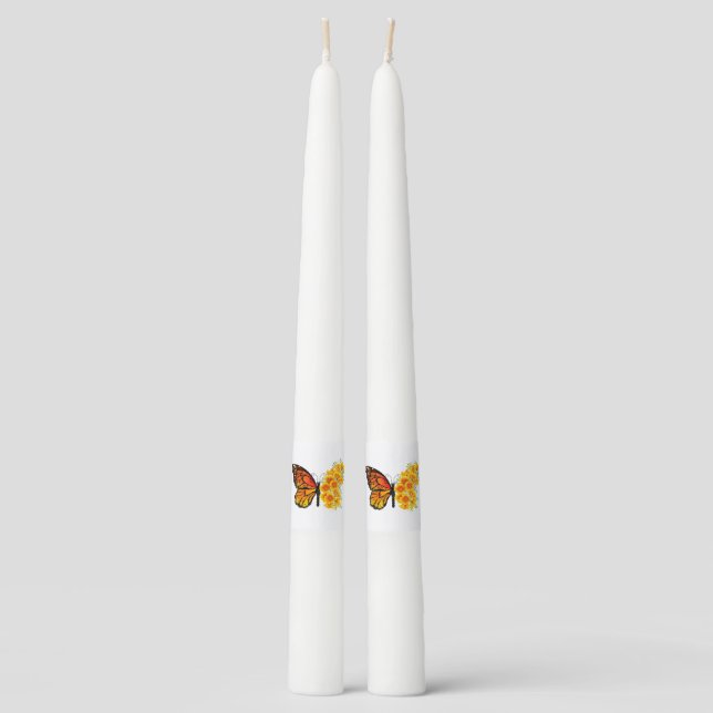 Flower Butterfly with Yellow California Poppy Taper Candle (Front)