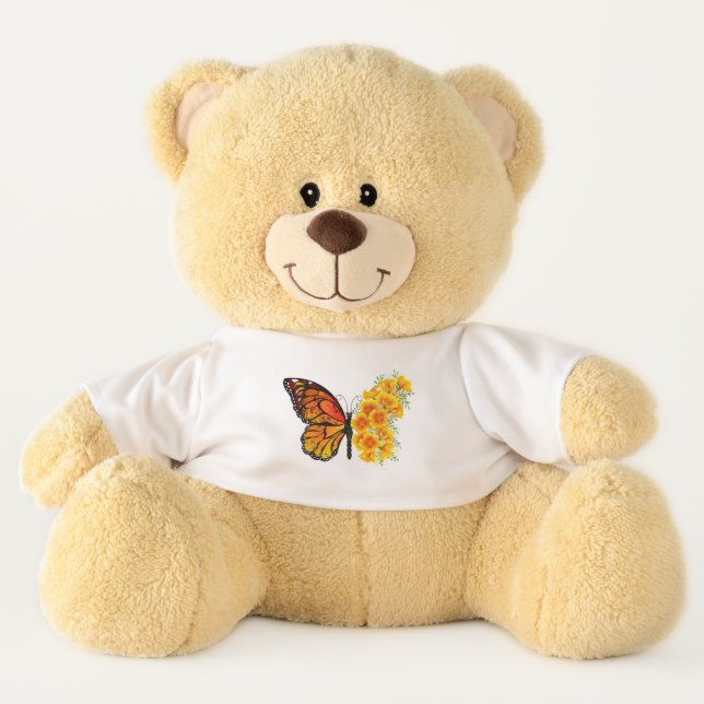 Flower Butterfly with Yellow California Poppy Teddy Bear (Front)