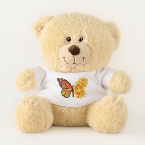Flower Butterfly with Yellow California Poppy Teddy Bear