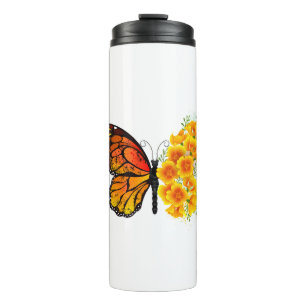 Flower Butterfly with Yellow California Poppy Thermal Tumbler