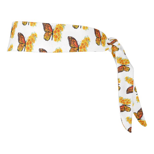 Flower Butterfly with Yellow California Poppy Tie Headband (Rotate 90)