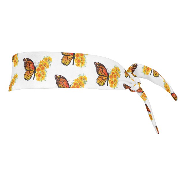 Flower Butterfly with Yellow California Poppy Tie Headband (Rotate 90)