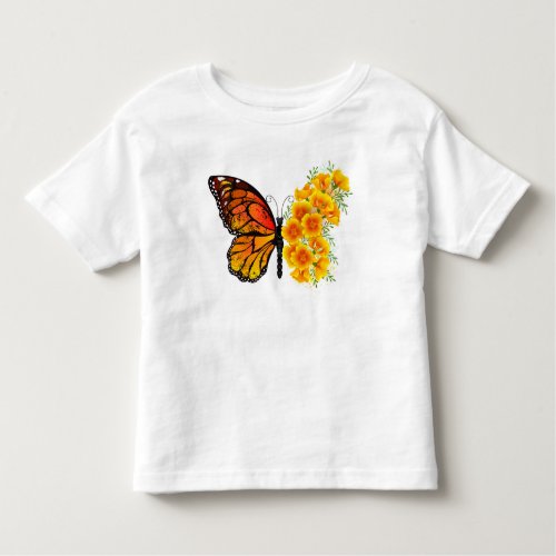 Flower Butterfly with Yellow California Poppy Toddler T_shirt