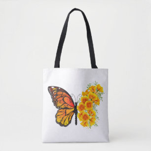 Flower Butterfly with Yellow California Poppy Tote Bag