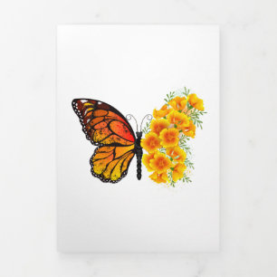 Flower Butterfly with Yellow California Poppy Tri-Fold Card