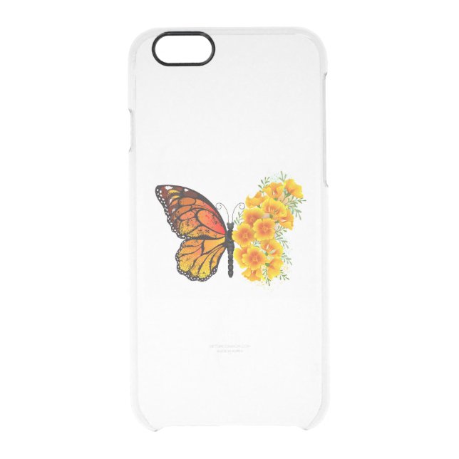 Flower Butterfly with Yellow California Poppy Uncommon iPhone Case (Back)