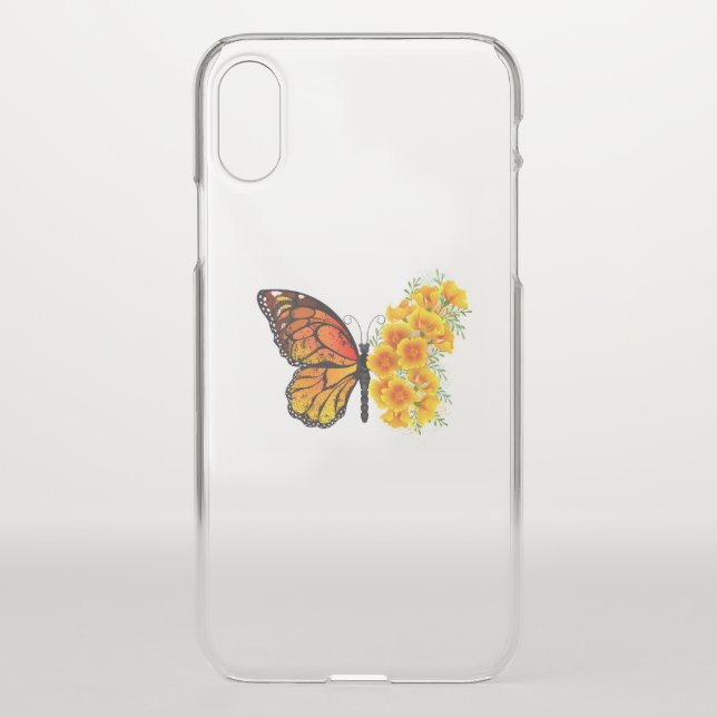 Flower Butterfly with Yellow California Poppy Uncommon iPhone Case (Back)