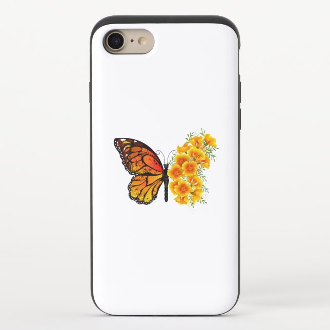 Flower Butterfly with Yellow California Poppy Uncommon iPhone Case (Back)