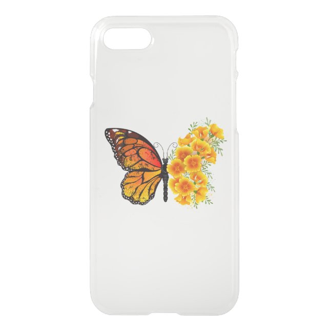 Flower Butterfly with Yellow California Poppy Uncommon iPhone Case (Back)