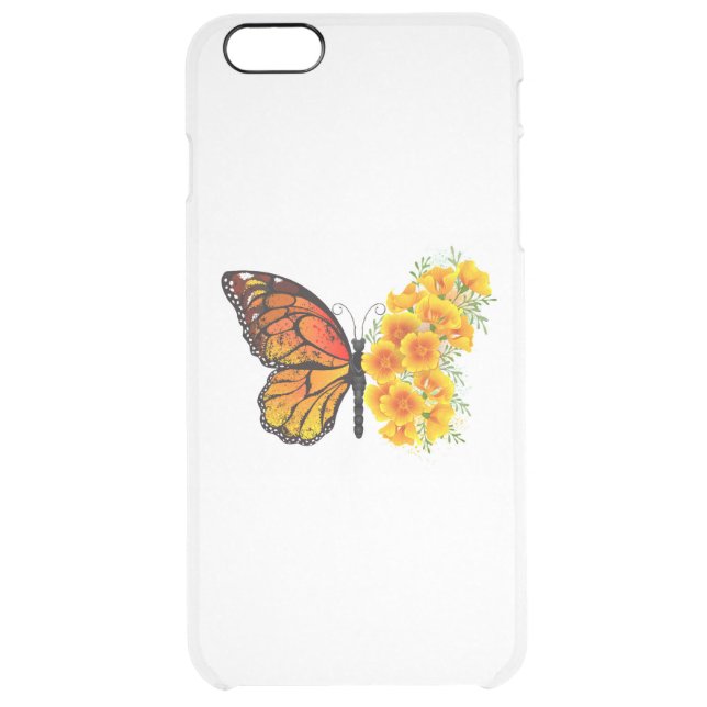 Flower Butterfly with Yellow California Poppy Uncommon iPhone Case (Back)