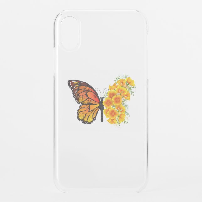 Flower Butterfly with Yellow California Poppy Uncommon iPhone Case (Back)