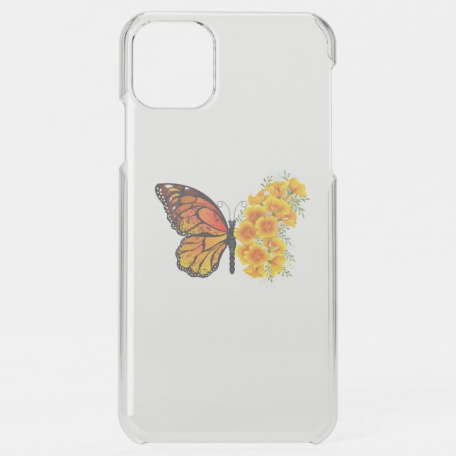 Flower Butterfly with Yellow California Poppy Uncommon iPhone Case (Back)