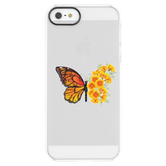 Flower Butterfly with Yellow California Poppy Uncommon iPhone Case (Back)