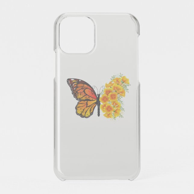 Flower Butterfly with Yellow California Poppy Uncommon iPhone Case (Back)