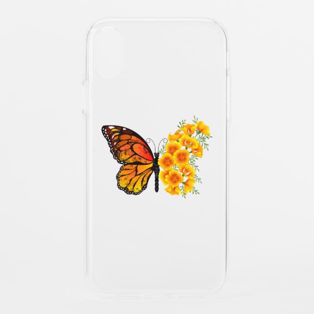 Flower Butterfly with Yellow California Poppy Uncommon iPhone Case (Back)