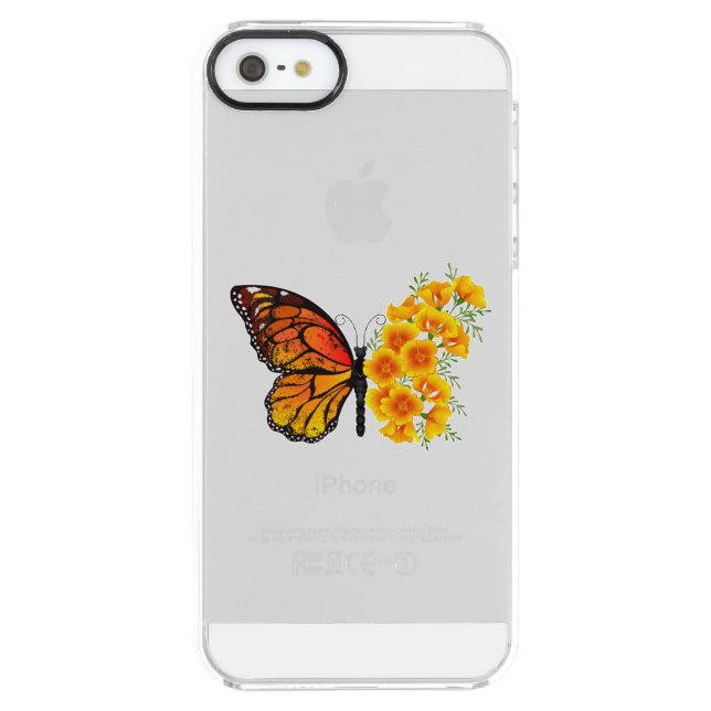 Flower Butterfly with Yellow California Poppy Uncommon iPhone Case (Back)