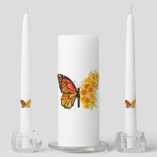 Flower Butterfly with Yellow California Poppy Unity Candle Set