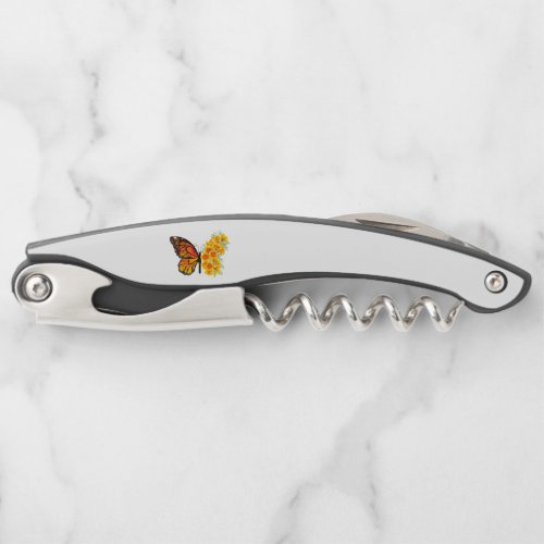 Flower Butterfly with Yellow California Poppy Waiters Corkscrew