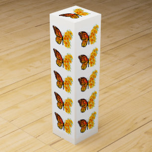 Flower Butterfly with Yellow California Poppy Wine Box
