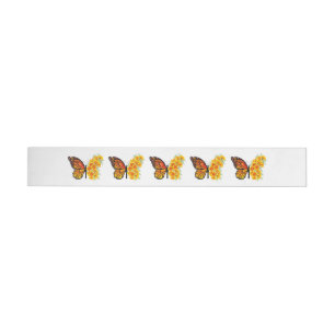 Flower Butterfly with Yellow California Poppy Wrap Around Address Label
