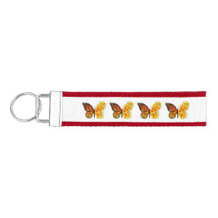 Flower Butterfly with Yellow California Poppy Wrist Keychain