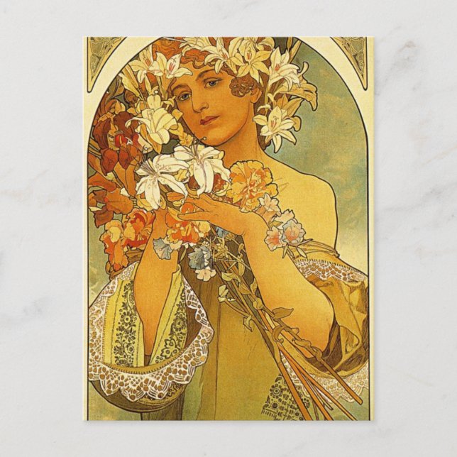 Flower by Alphonse Mucha Postcard (Front)