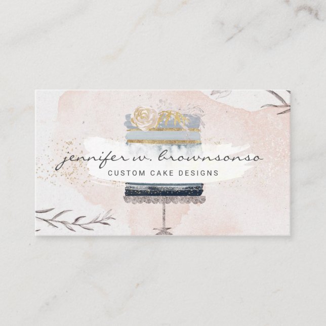 Flower Cake Design Bakery Patisserie Cafe Pastry Business Card (Front)