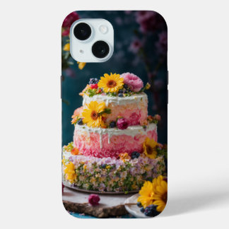 "Flower Cake Food Photography – Captured on iPhone iPhone 15 Case