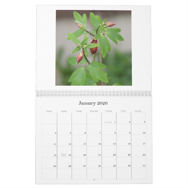 Flower calender calendar (Jan 2026)