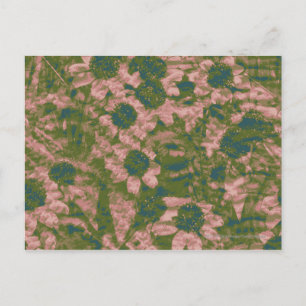 Flower camouflage pattern postcard