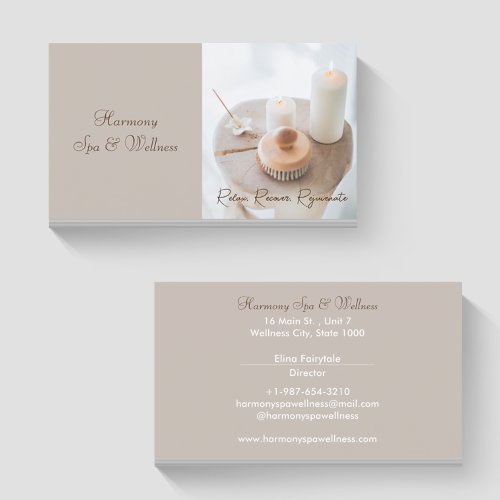 Flower Candle Brush Spa  Wellness Business Card