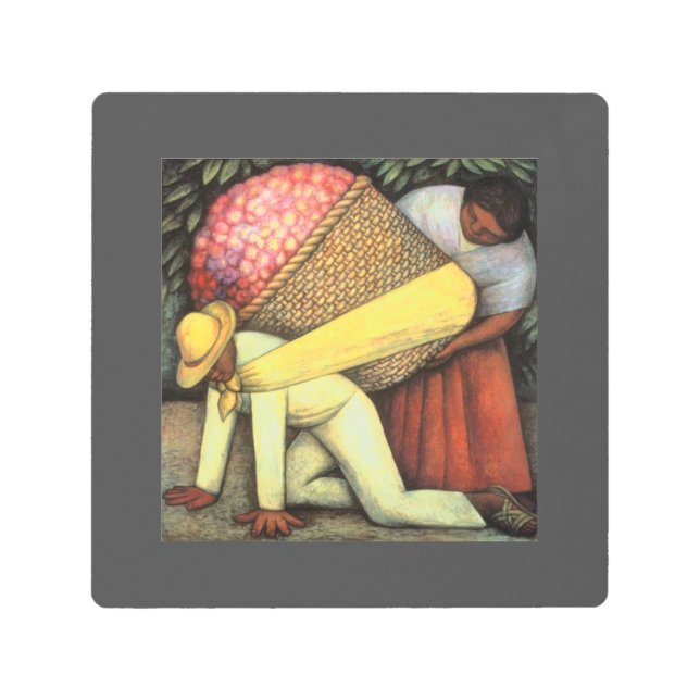 Flower Carrier - Diego Rivera  Metal Print (Front)