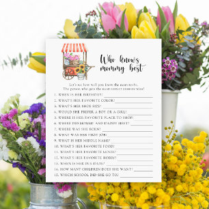 Flower cart baby shower - Who knows mommy best