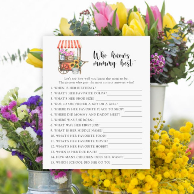 Flower cart baby shower - Who knows mommy best (Creator Uploaded)