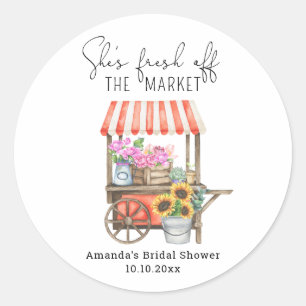 Flower Cart Bridal Shower Classic Round Sticker