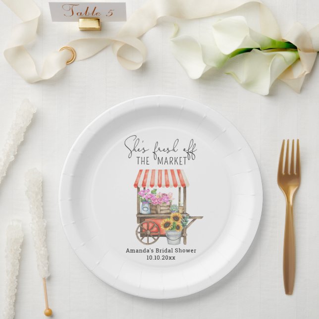 Flower Cart Bridal Shower  Paper Plates (Wedding)