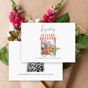 flower cart bridal shower QR code for registry Enclosure Card